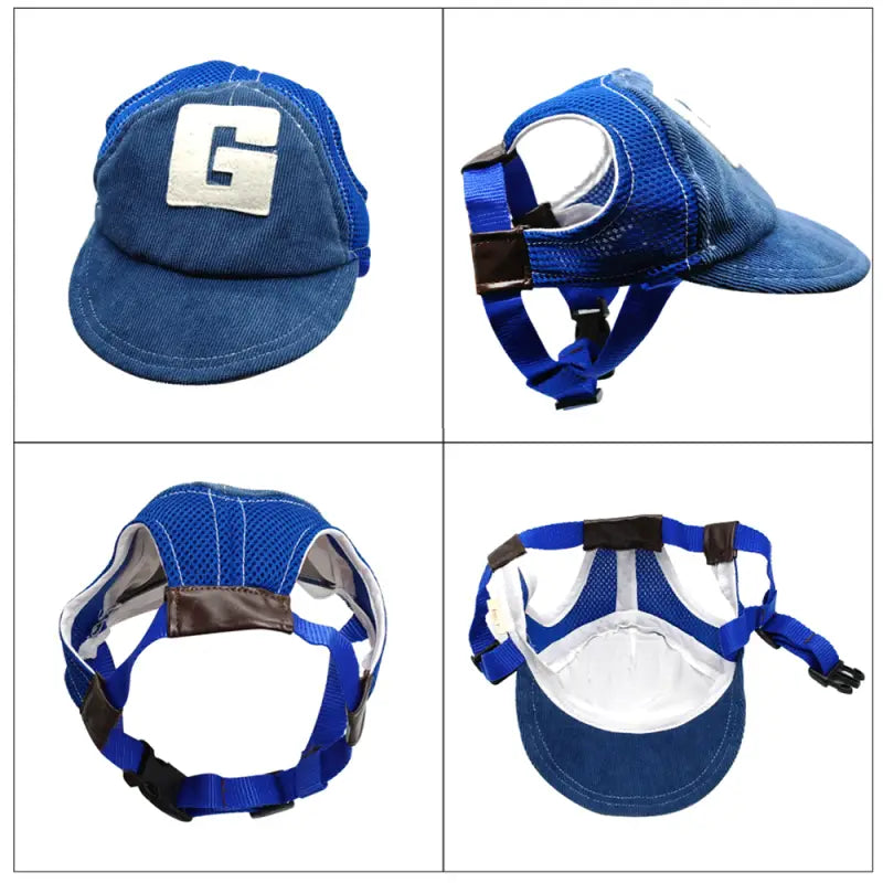 Casquette en denim chic pour chiens : Casquette bleue avec écusson blanc à l’avant et écusson noir à l’arrière pour plus d’allure et de protection