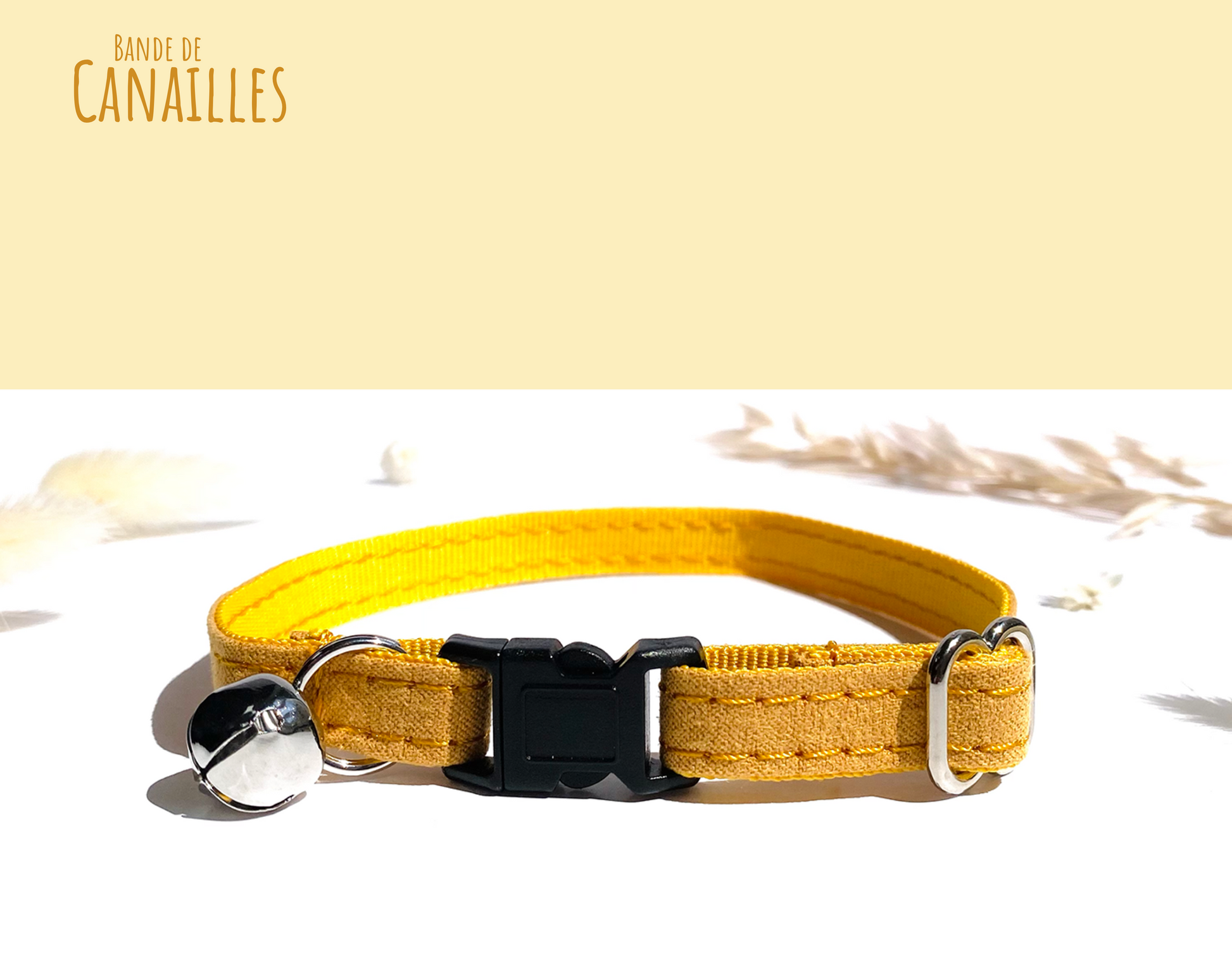 Collier Chat Anti - Étranglement Coton Jaune