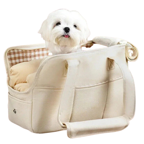 Petit chien dans une cage de transport, sac de transport idéal pour les petits animaux pesant jusqu’à 5kg Transparent Background