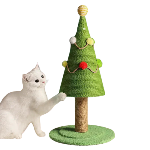 Chat à côté de l’arbre de Noël - Arbre à chat festif Transparent Background