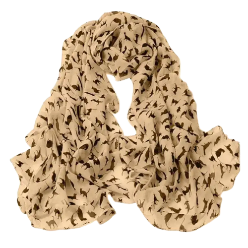 Foulard élégant Aux Motifs Chat Pour Un Style Chic Et Chaleureux - Kaki Transparent Background