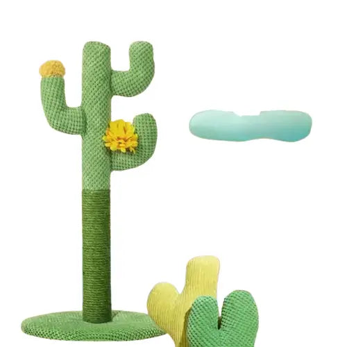 Arbre à Chat Cactus avec Fleur Jaune : Arbre à Chat, Chat Cactus, Planche à Gratter Transparent Background