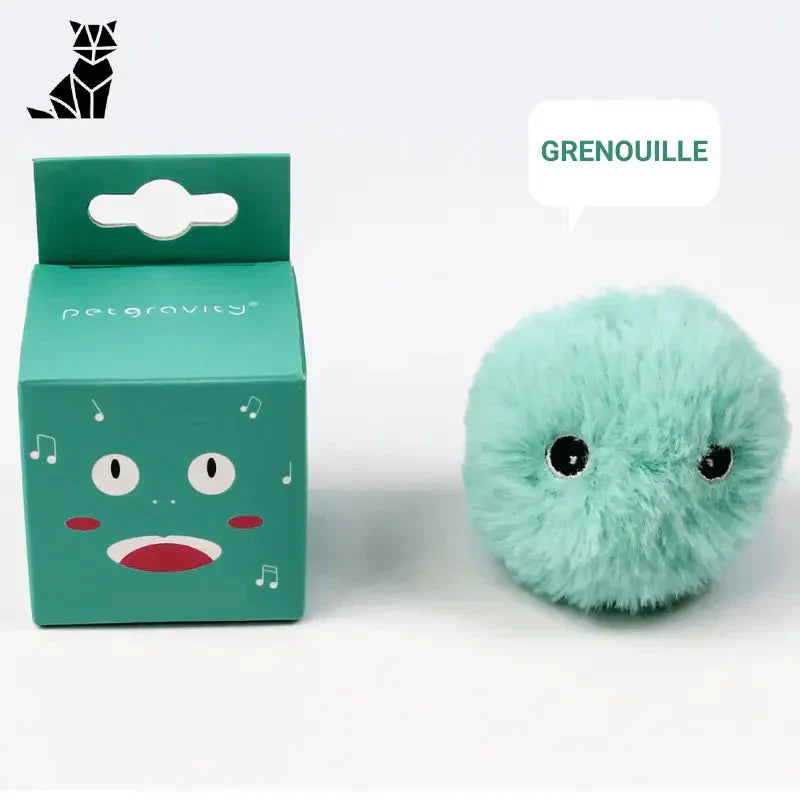 Boîte verte interactive CatBall avec pom pom vert à l’intérieur - balle amusante pour les chats