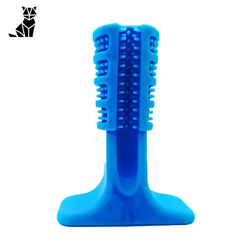 Brosse à dents pour chien en plastique bleu avec manche : brosse à dents pour chien - jouet à mâcher