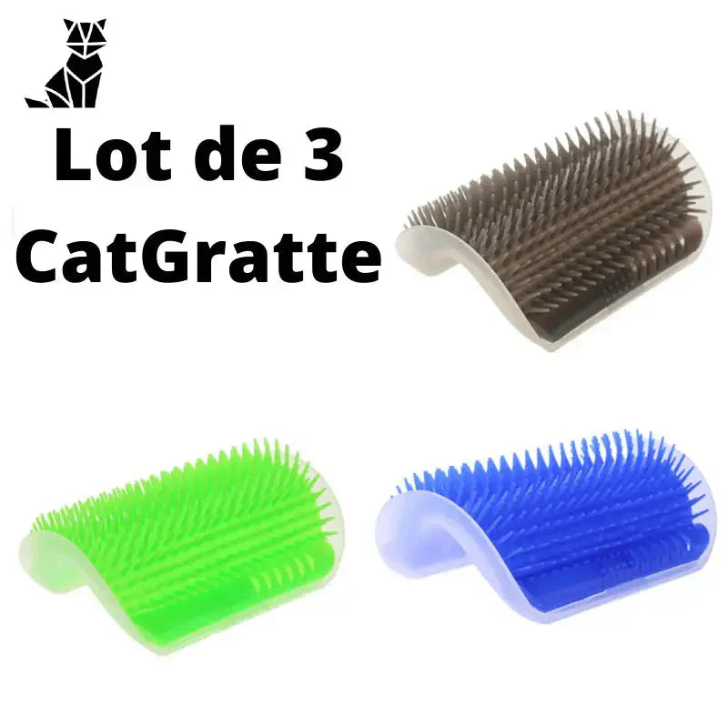 Lot de trois brosses en plastique colorées de la collection Easily Fixed Brush for Cats