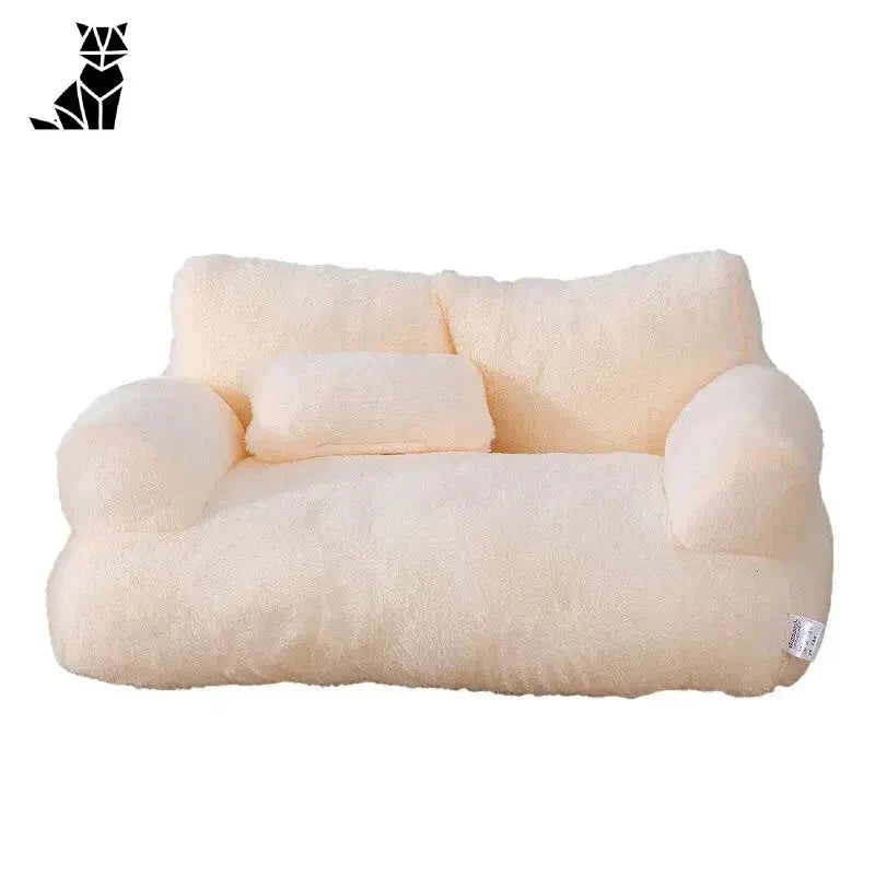 Lit blanc pour chien avec oreiller en peluche, parfait canapé luxueux pour les chats en quête de repos