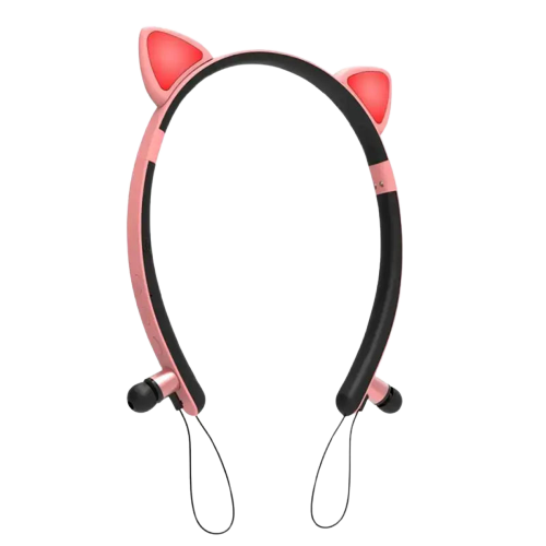 Casque Audio Mignon Avec Serre-tête Bluetooth En Forme De Chat - Rose Transparent Background