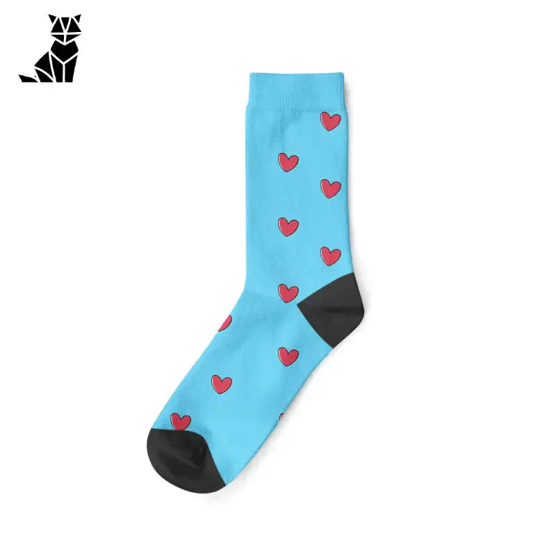 Chaussettes bleues avec cœurs rouges - Chaussettes personnalisées pour chat : Style unique et confort