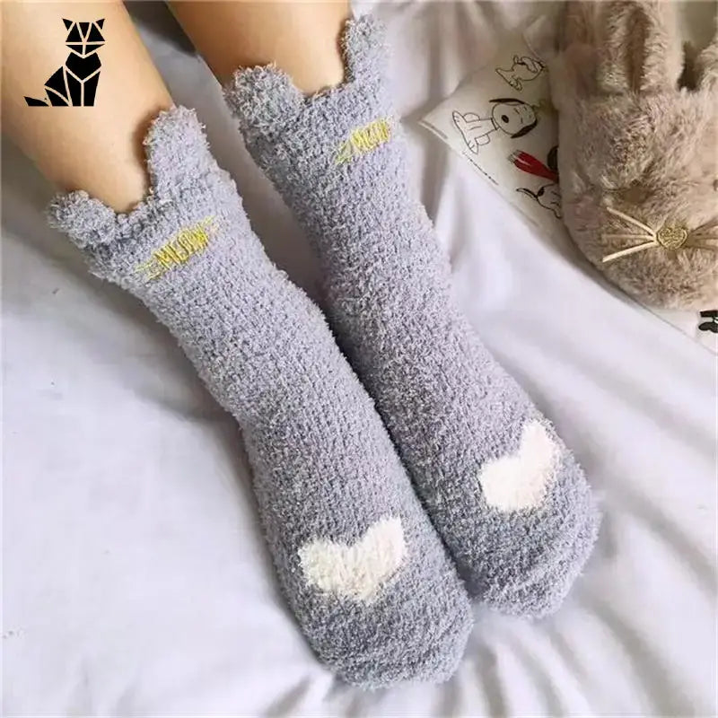 Chaussettes Motif Chat: Douceur Et Tendresse Pour Le Télétravail - Gris