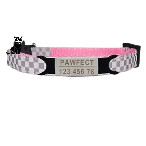 Collier réglable pour chien rose et noir avec motif à carreaux - Accessoire idéal pour les animaux