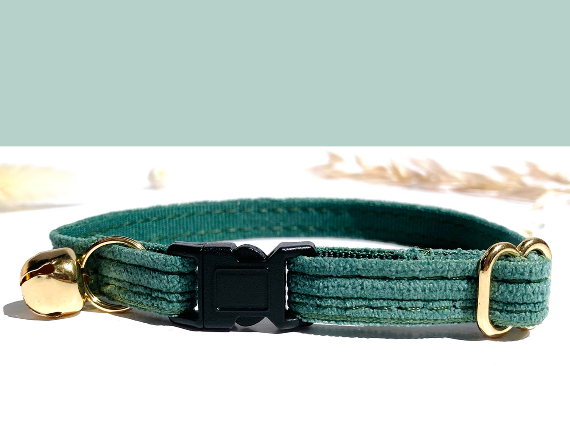 Collier Chat Anti - Étranglement Velours Vert