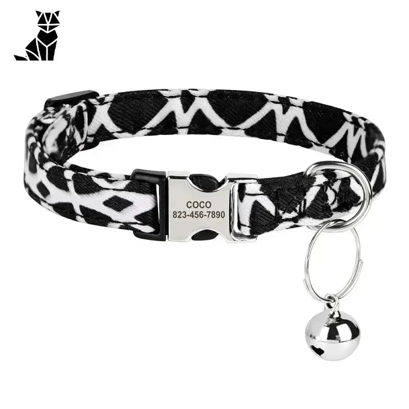 Collier créatif pour chien noir et blanc avec boule argentée pour chat personnalisable