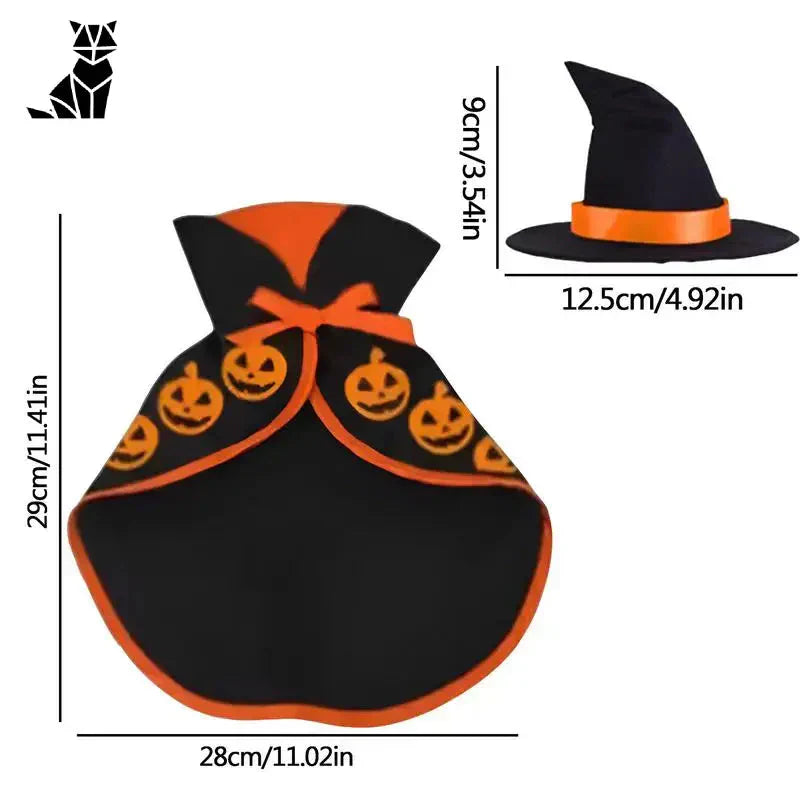 Chapeau de sorcière avec citrouilles pour Halloween Costume effrayant pour chat avec lapins aux lapins animaux