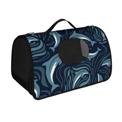 Sac de voyage personnalisé avec fermeture éclair et poignée ergonomique, motif bleu noir sur blanc Transparent Background