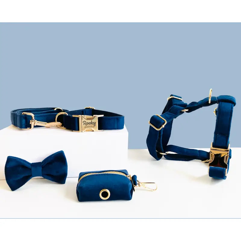 Kit Complet Chien Personnalisé Velours Bleu Marine