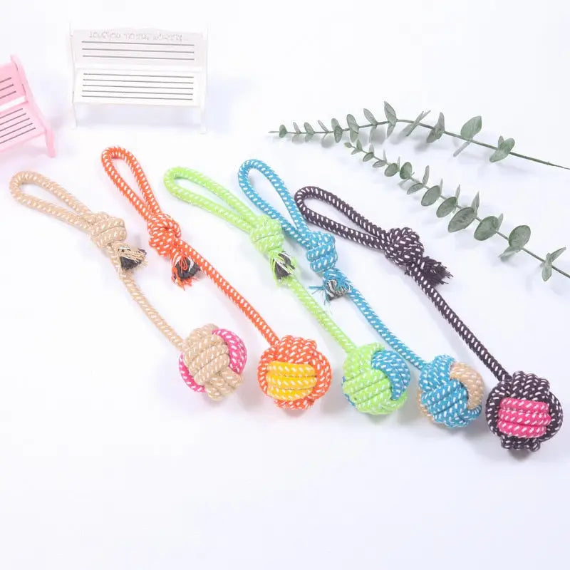 Lot de quatre jouets à mâcher interactifs en lin, colorés et robustes, pour chiens, conçus pour le plaisir et la durabilité