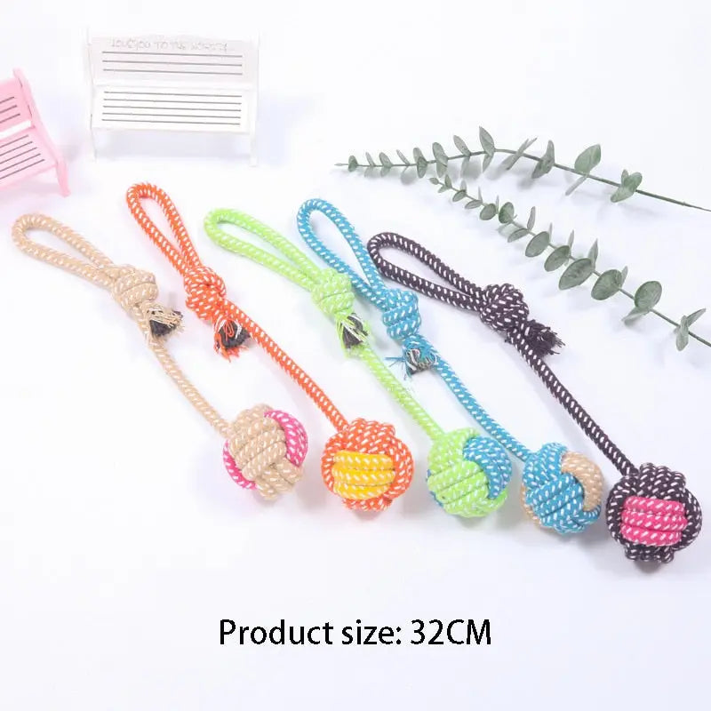 Jouet interactif à mâcher pour chien en lin avec cordes et fleurs colorées, Jouet Interactif Chien