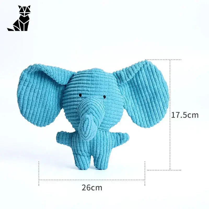 Jouet en peluche éléphant sur fond bleu - Jouet amusant en forme d’âne, avec grincement intégré