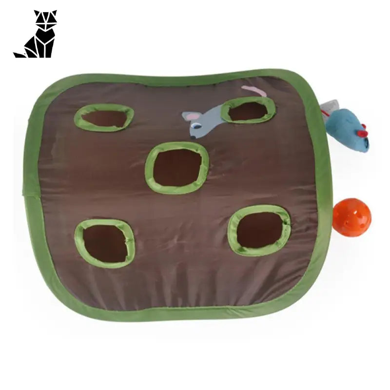 Jeu de souris interactif pour chats avec couverture verte et marron pour stimuler les instincts naturels