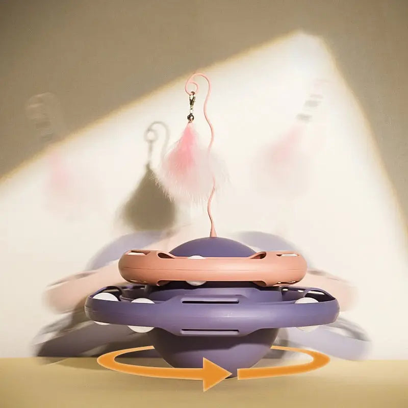 Jouet interactif élégant pour chat : Jouet au design violet et orange pour un temps de jeu captivant