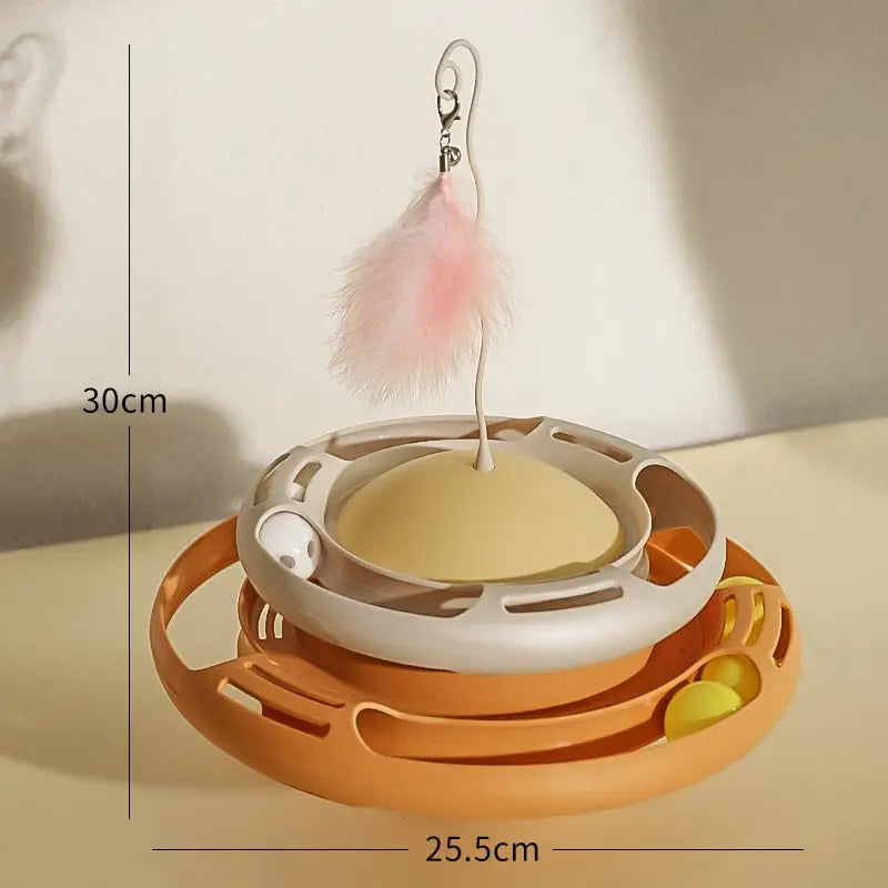 Jouet interactif pour chat : petite mangeoire avec plume rose, Jouet Design Interactif