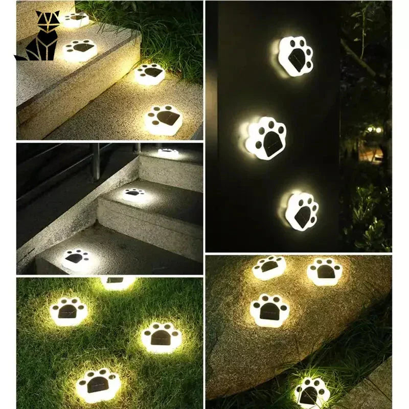 Lampes solaires de jardin : Cat Paws - Lumières solaires en forme de pattes pour Espace Décor