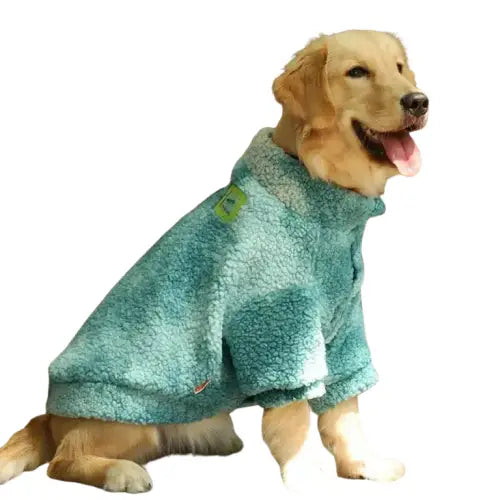 Grand chien dans un manteau bleu assis sur un tapis - Manteau d’hiver chaud pour grands chiens Transparent Background