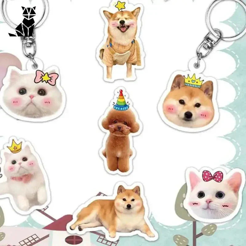 Porte-clés uniques : Animaux personnalisés - Chiens avec couronne Porte clé (Porte clé chat)