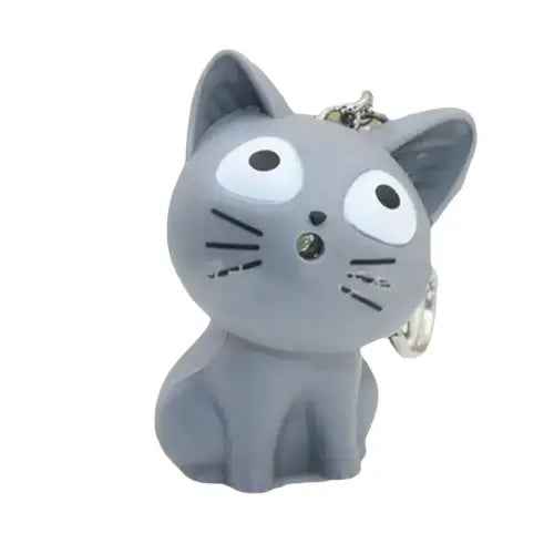 Porte-clés Chat: Illumine Et Miaule Lorsqu’on Appuie! Chat Gris Transparent Background