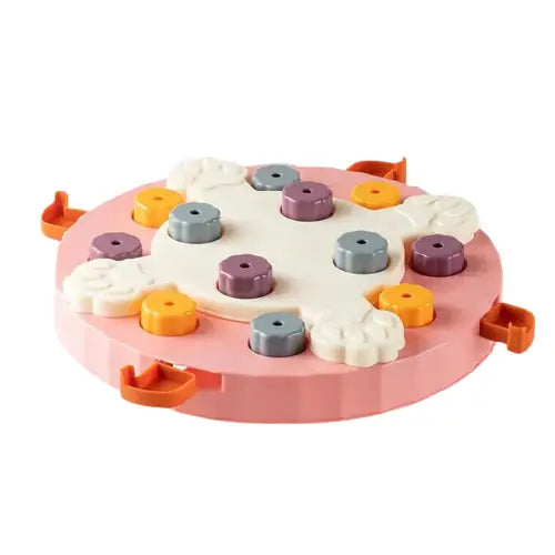 Gâteau jouet interactif rose avec glaçage orange et violet pour la santé digestive du chien Transparent Background