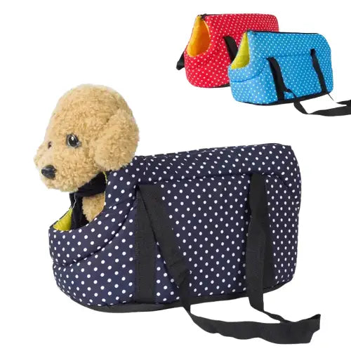 Sac à dos Chic Comfort pour petits chiens : Petits chiens dans un sac à pois bleu Transparent Background