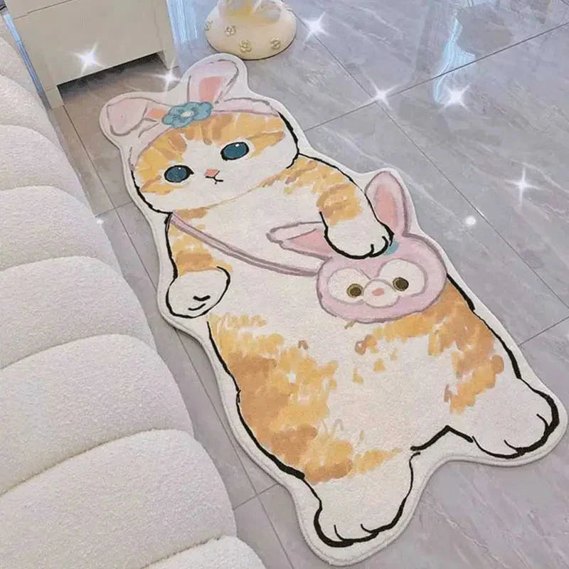 Tapis de sol pour chat - Sol Tapis pour chat avec un design ludique et un chat mignon sur le dessus