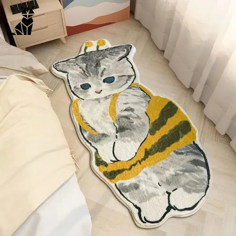 Tapis de sol en forme de chat - Tapis ludique et confortable pour Sol, parfait pour les chambres d’enfants