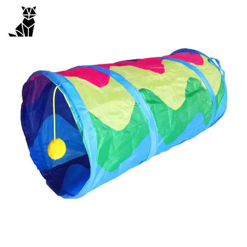 Tunnel de jeu coloré pour chat avec balle à l’intérieur - Nylon durable et facile à ranger