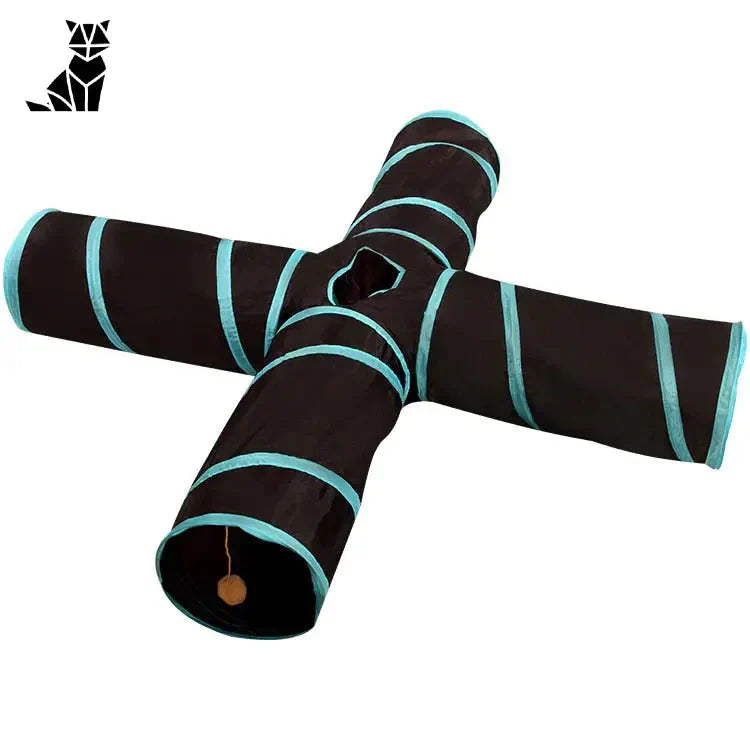 Tapis de yoga noir et bleu avec une bande bleue en Tunnel de jeu pour chat - Durable Nylon Fun